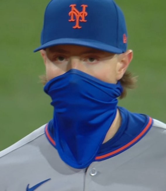 Brett Baty with a mask